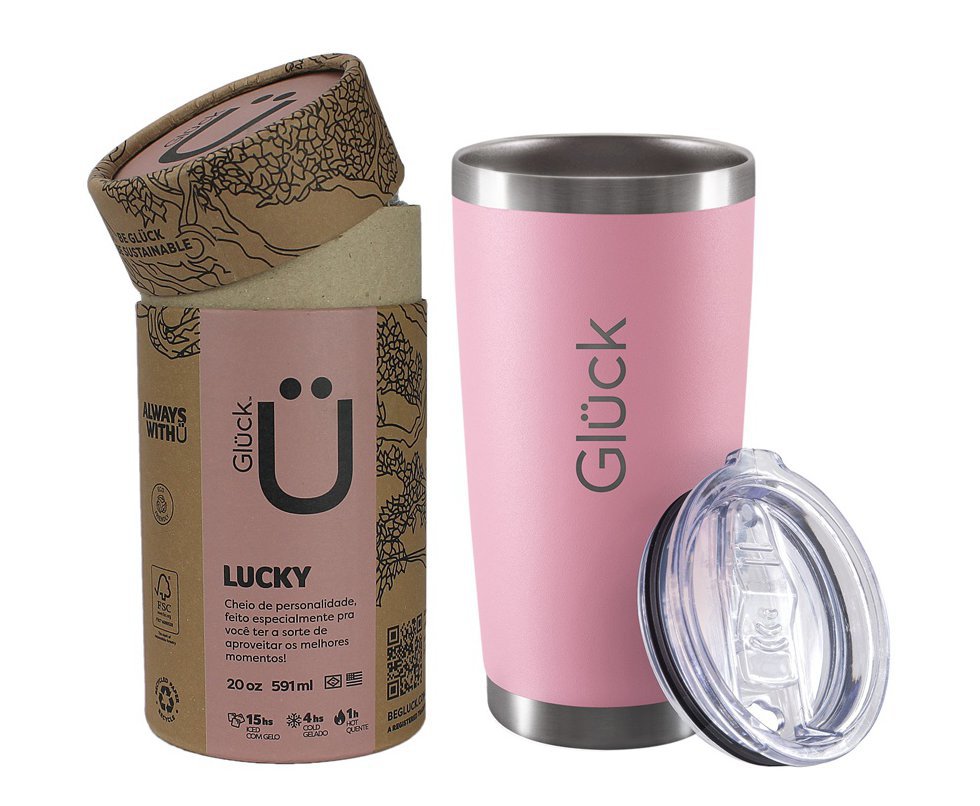 Copo Térmico Para Cerveja Lucky 591ml Inox Salmon - Gluck