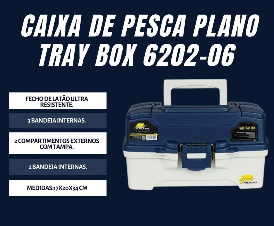 Caixa Para Pesca (6202 Azul C/ 2 Bandejas 2 Suporte Plano