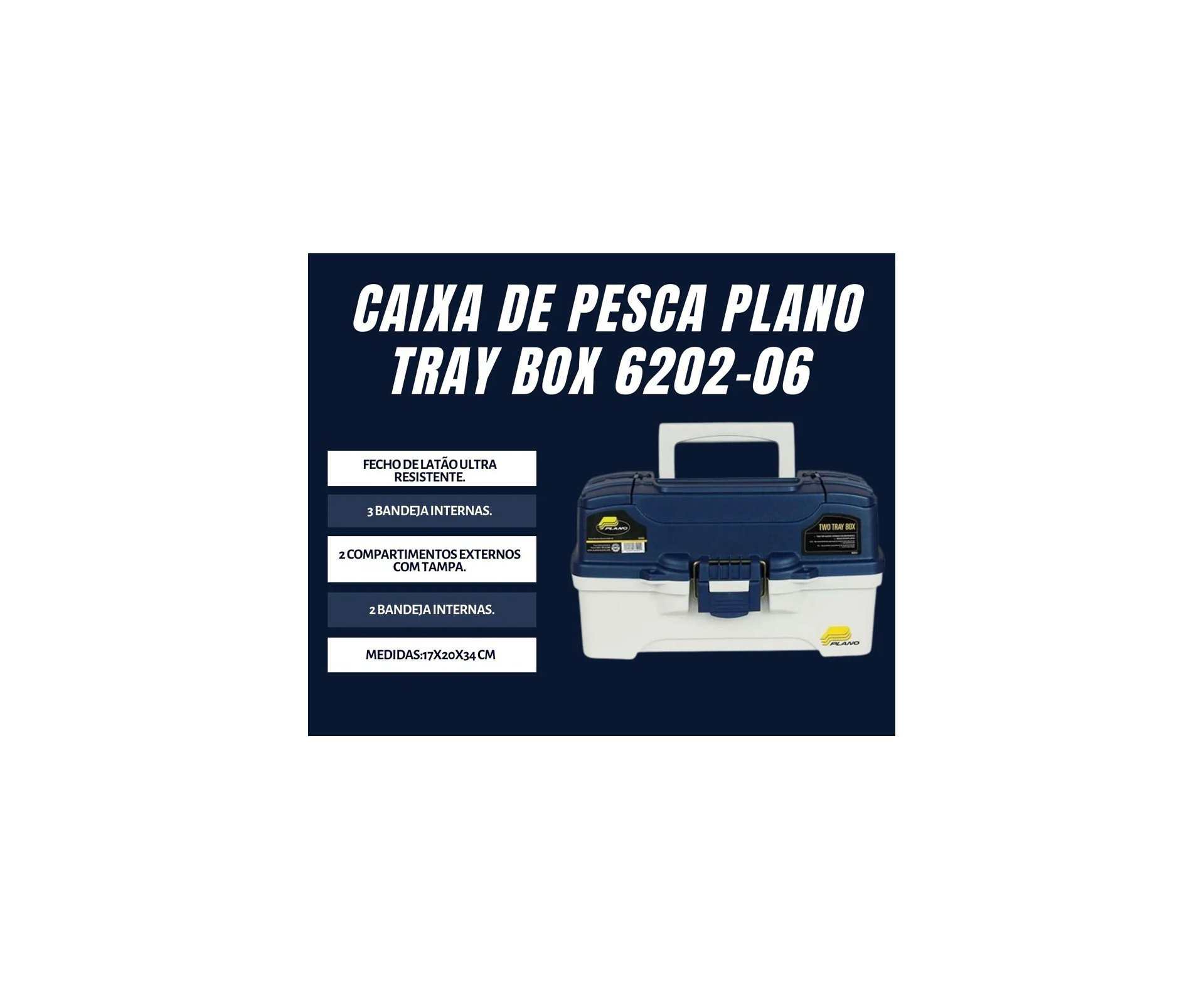 Caixa Para Pesca (6202 Azul C/ 2 Bandejas 2 Suporte Plano