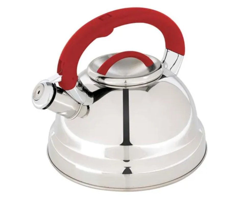 Chaleira  Inox 3l Fundo Trip Diletta Vermelha - Mor