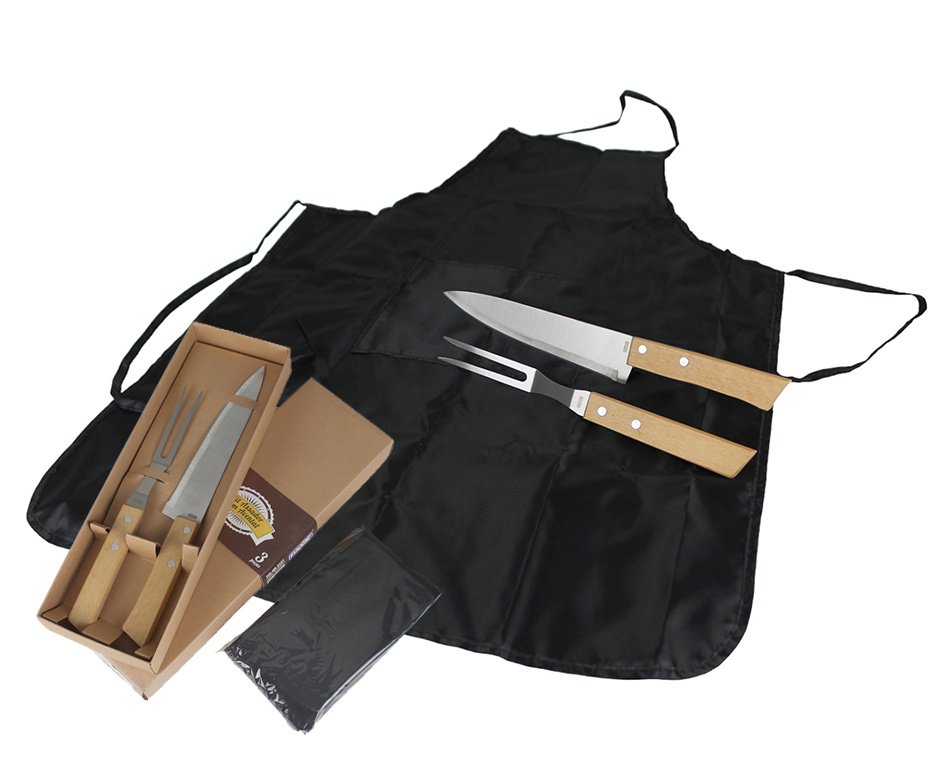 Kit Assador com avental, faca e garfo Fix Ud 3101- Fixxar