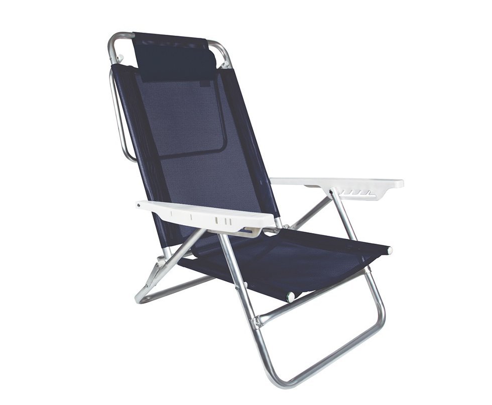Cadeira Reclinavel De Praia Aluminio Mor Fashion - Azul
