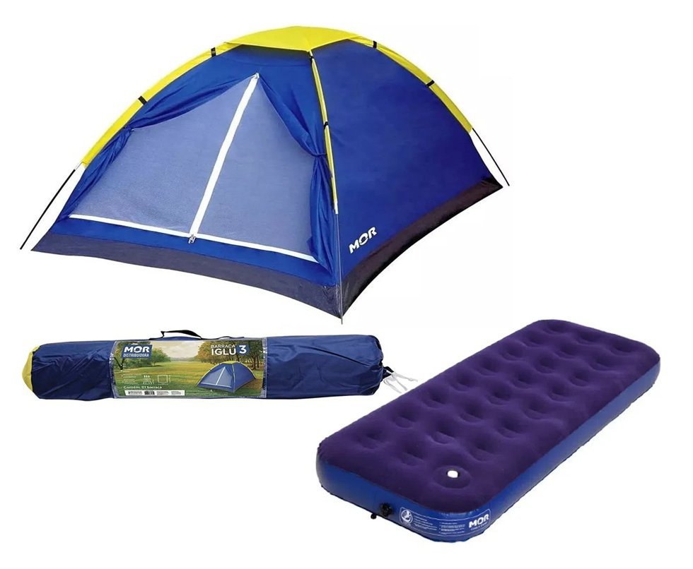 Barraca 2 Pessoas Iglu + Colchão Solteiro Inflável Mor