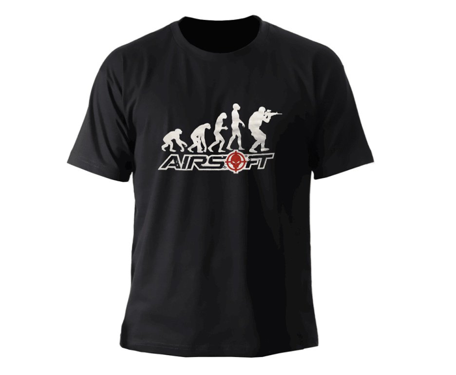 Camiseta Estampada Airsoft Evolução Preta - Bravo