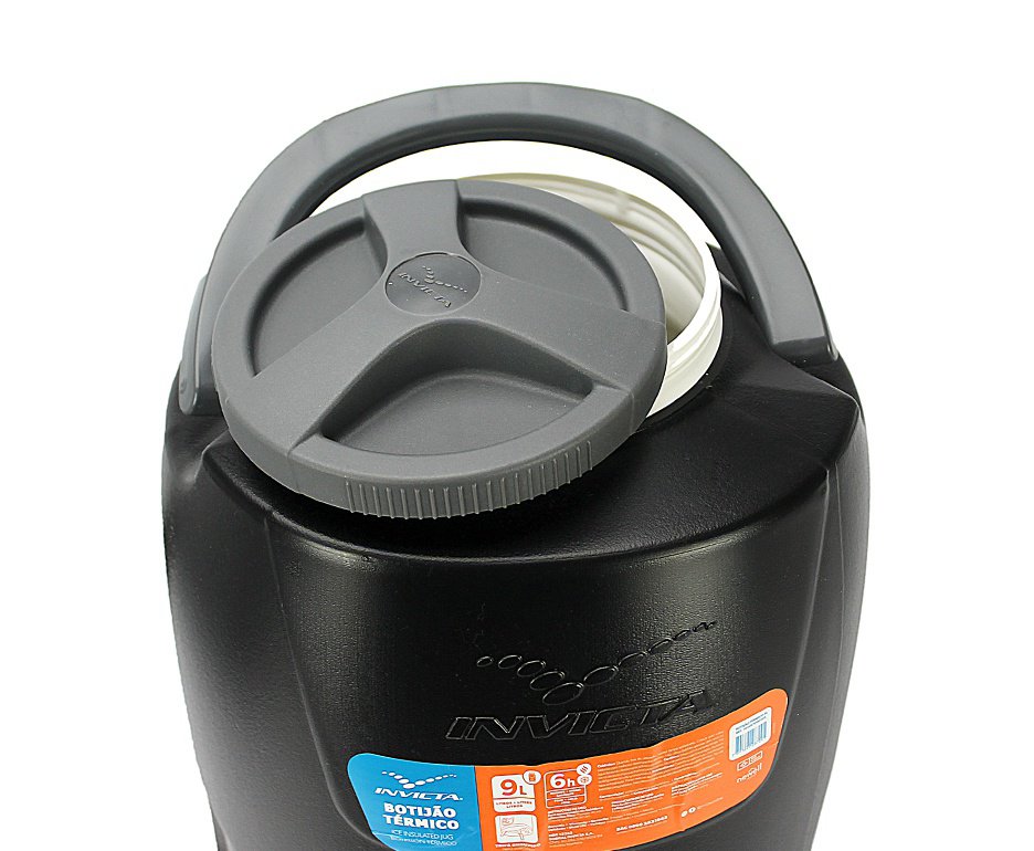 Botijão Térmico 9,0l Preto Com Tripe Invicta