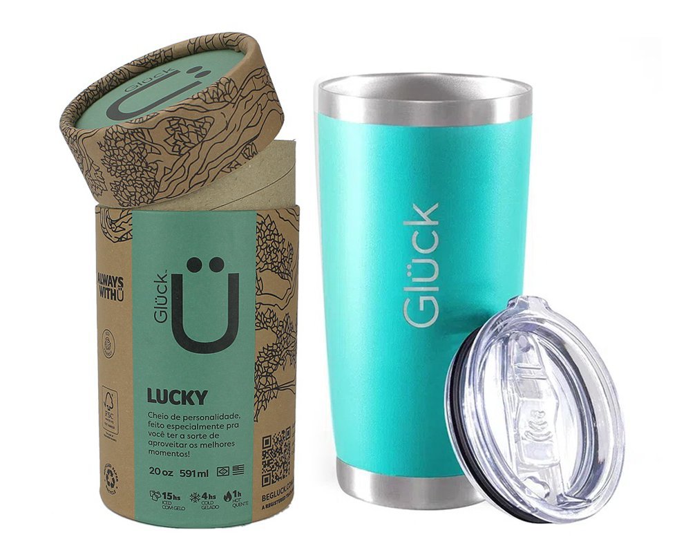 Copo Térmico Para Cerveja Lucky 591ml Inox Mint - Gluck
