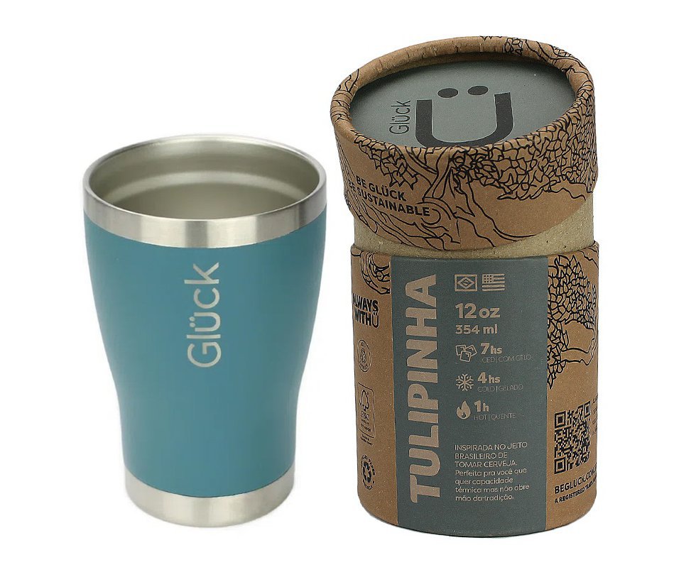 Copo Térmico Gluck Tulipinha Cerveja 354ml Porsche Blue