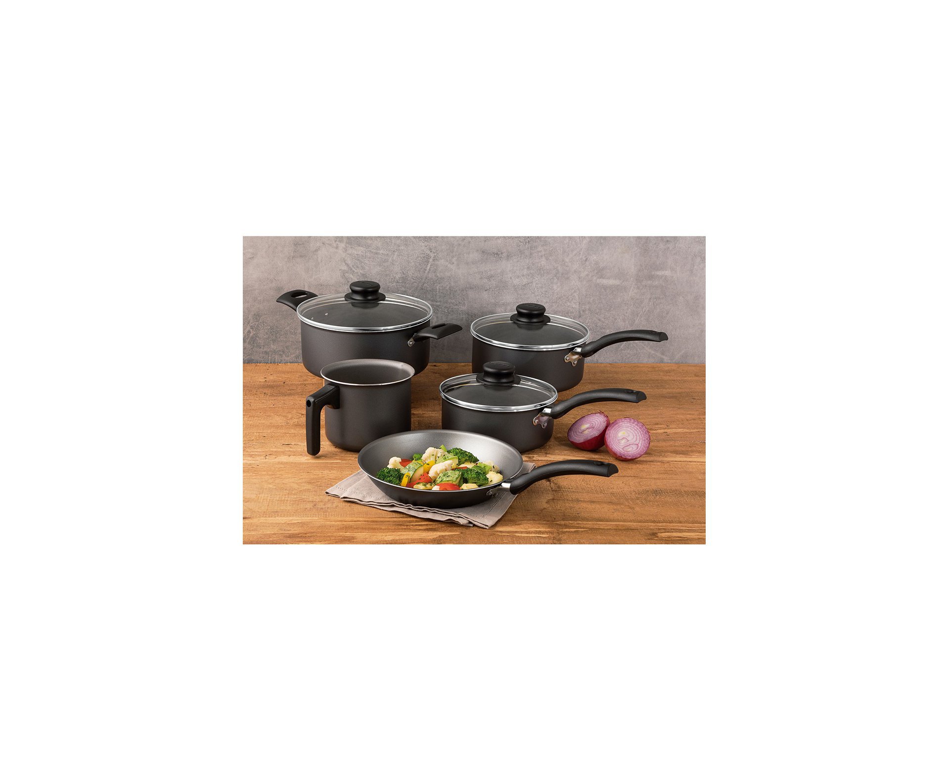 Jogo De Panelas Tramontina 20298661 Turim 5 Peças Grafite Com Revestimento Anti-aderente