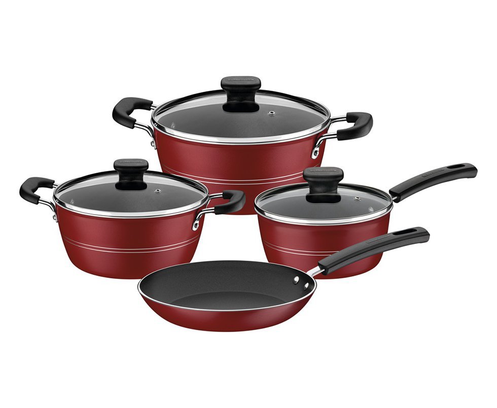 Jogo De Panelas Tramontina Sicília 4 Peças Antiaderente Vermelho - 20499716