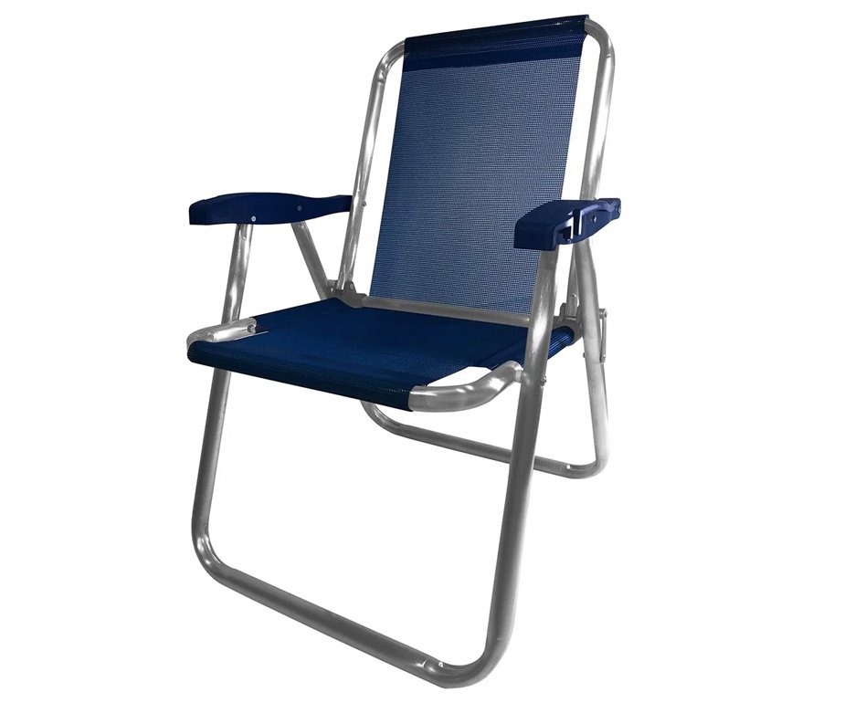 Cadeira de Praia Aluminio Cancun Plus Capacidade Até 120 KG Zaka - Azul Marinho