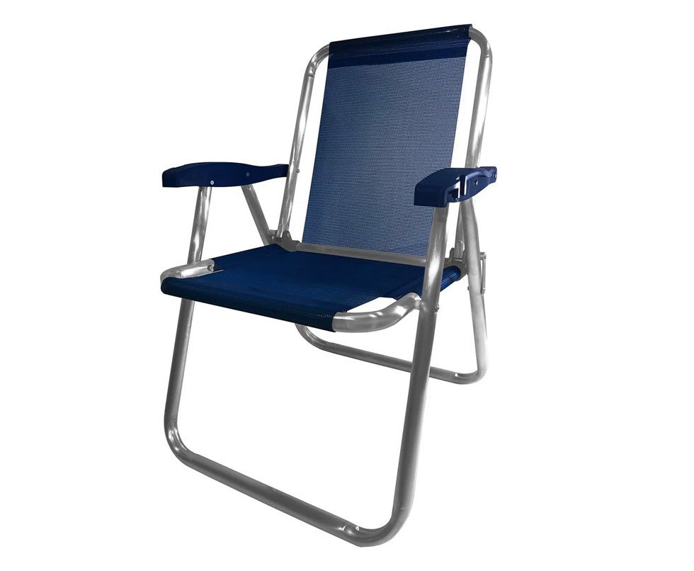 Cadeira de Praia Aluminio Cancun Plus Capacidade Até 120 KG Zaka - Azul Marinho