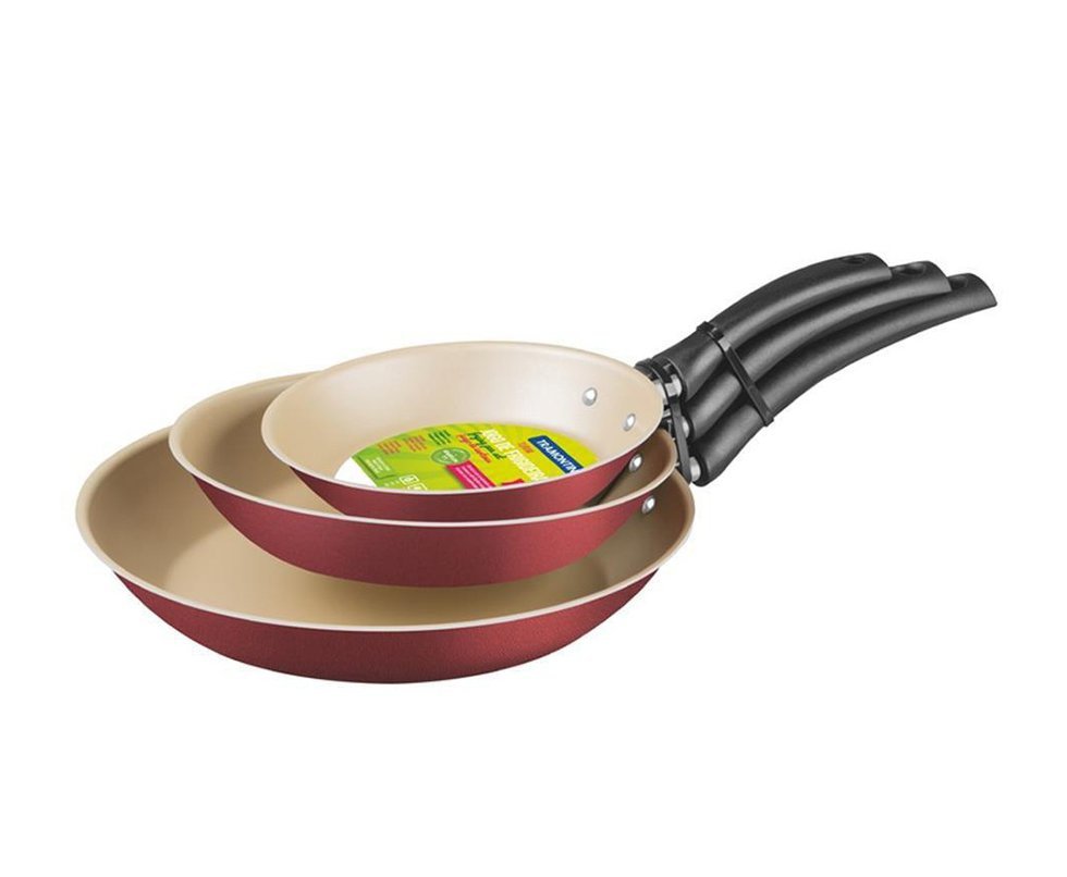 Conjunto de Frigideiras 3pçs Tramontina Turim com Revestimento Antiaderente Starflon T1 Vermelho