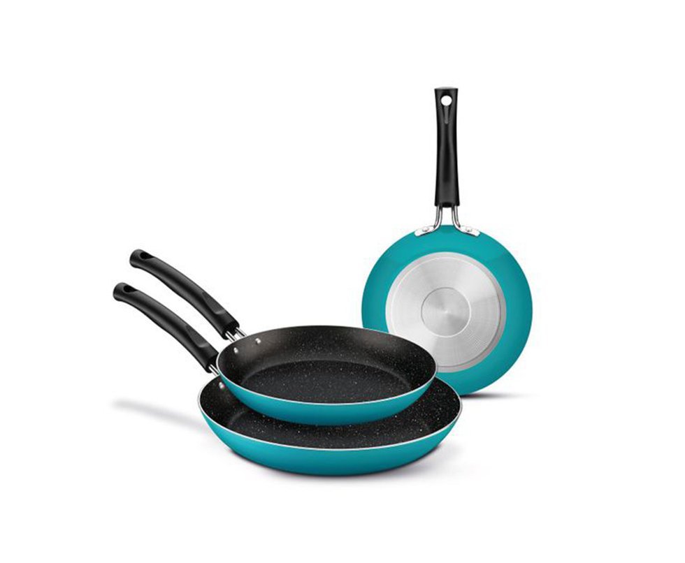 Jogo de Frigideiras 3pçs Tramontina Alumínio Antiaderente Starflon Max - Azul Turquesa