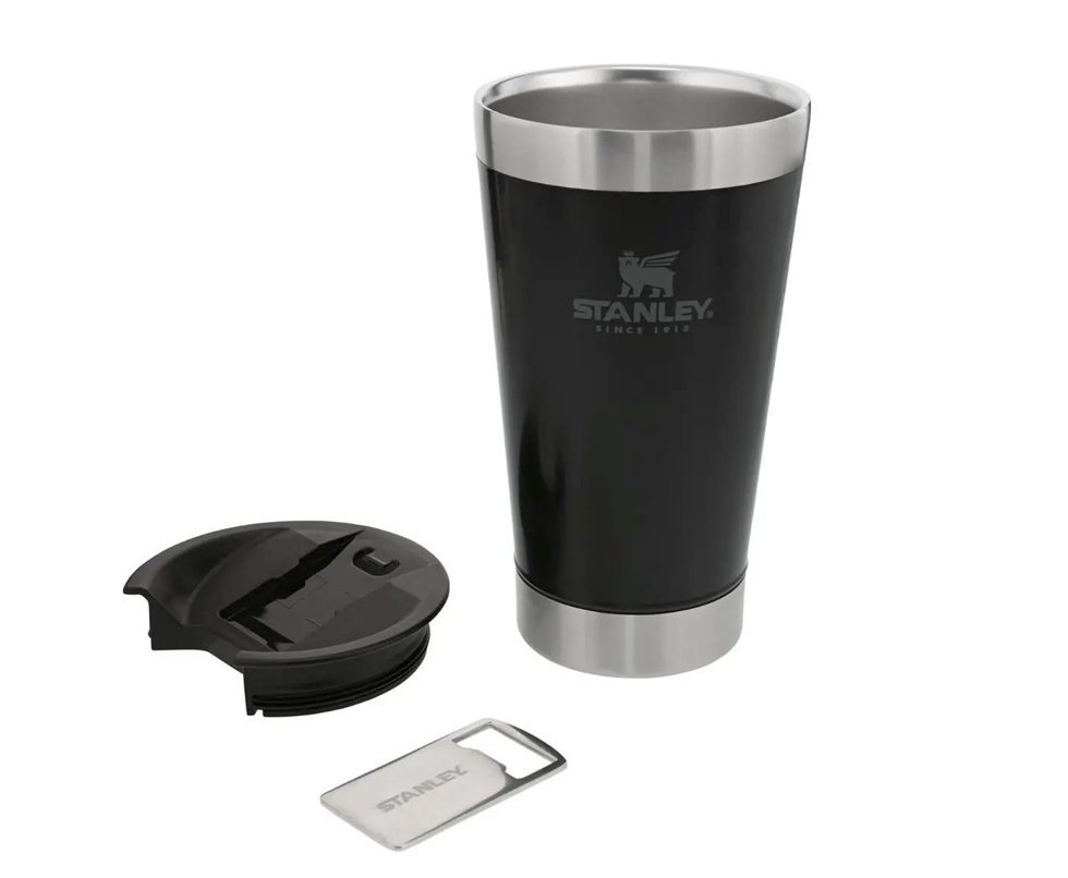 Copo Térmico Cerveja Stanley Inox Black Com Abridor De Garrafas 473ml