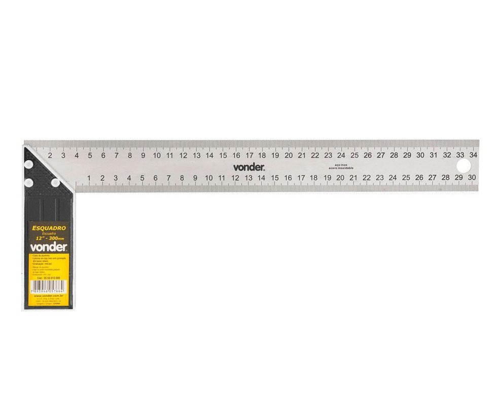 Esquadro Profissional 12" 300mm cabo alumínio - Vonder