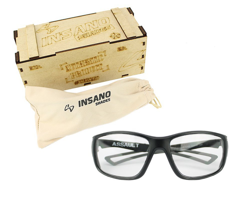 Óculos Balistico com Armação Preto Fosco - Lente Transparente - Insano Shades