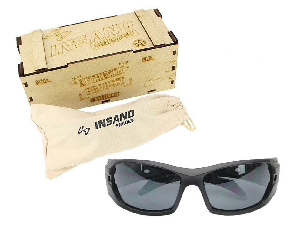 Óculos Balistico com Armação Preto Fosco - Lente Preta - Insano Shades