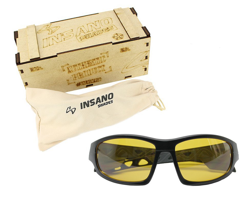 Óculos Balistico com Armação 20543 - C234 Preto Fosco Lente Amarela - Insano Shades