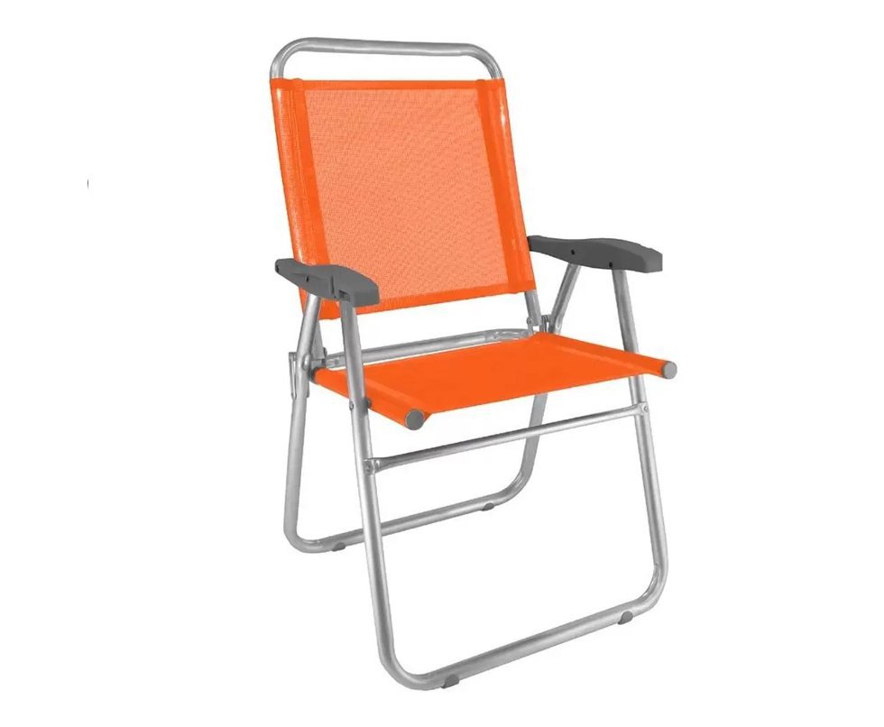 Cadeira de Praia Aluminio Cancun Plus Capacidade Até 120 KG Zaka - Laranja