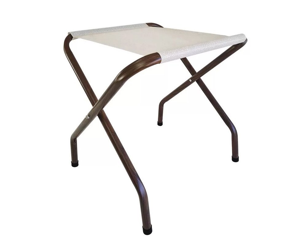 Suporte de Mala Alumínio Amadeirado Bege Zaka - Hoteis Pousadas Quartos