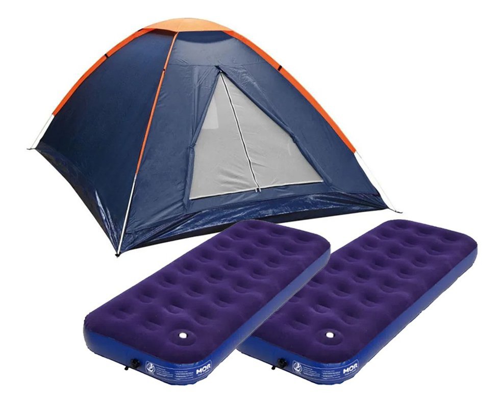 Barraca Camping pescaria praia Iglu 3 Panda NKT + 2 Colchão Solteiro