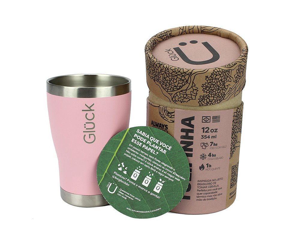 Copo Térmico Gluck Tulipinha Cerveja 354ml Salmon