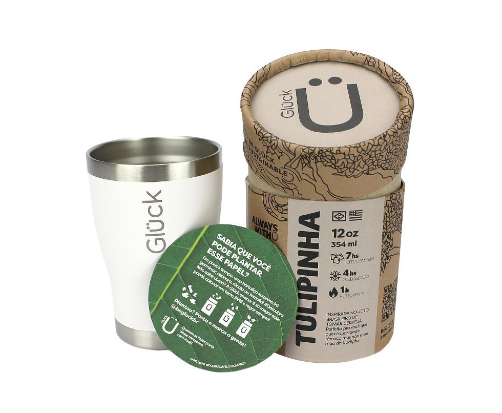 Copo Térmico Tulipinha 354 ml Off White Gluck
