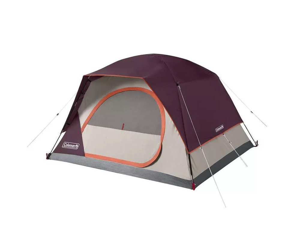 Barraca de Camping Skydome Coleman Poliéster Vinho para 4 Pessoas