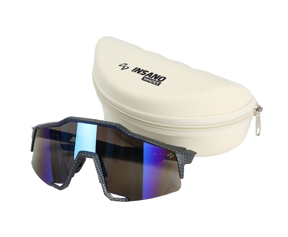 Óculos Bike Cilcista Rush Armação Preto Carbono - Lente Azul Insano Shades