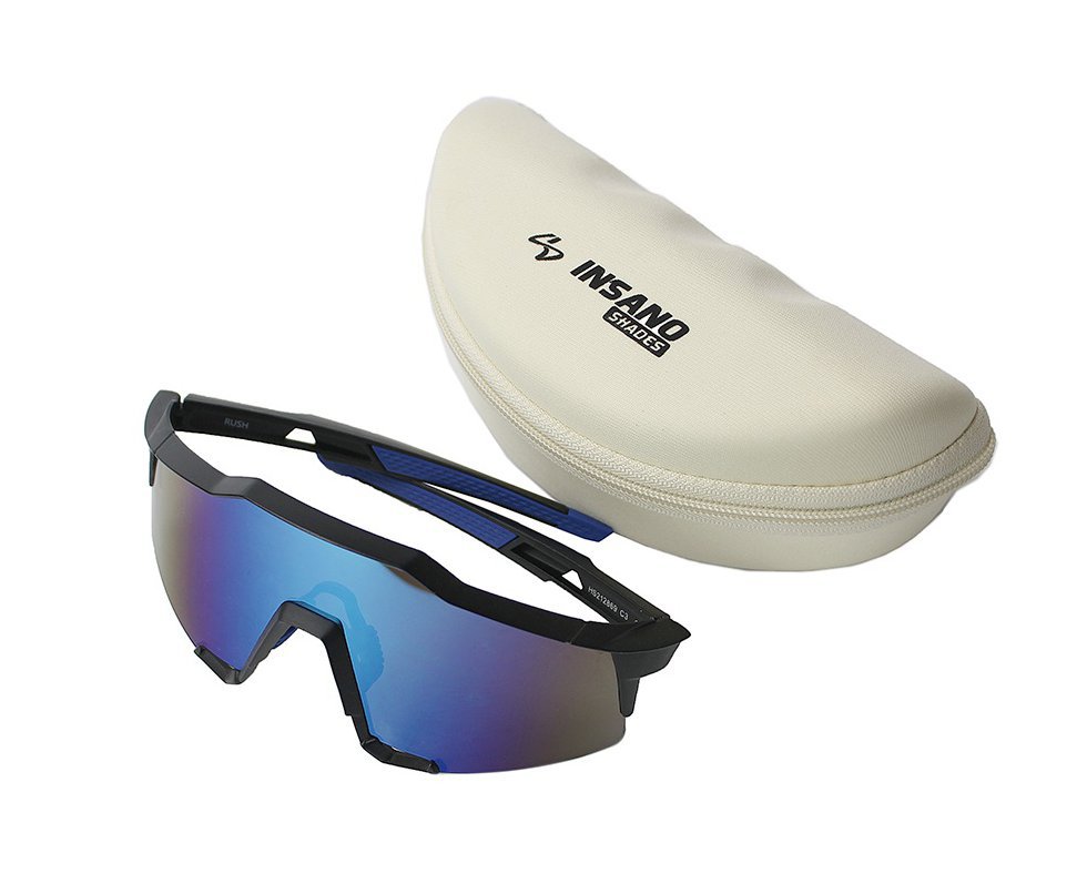 Óculos Bike Ciclista Rush I Armação Preto - Lente Azul Insano Shades