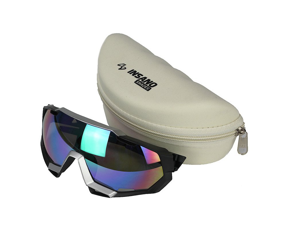 Óculos Bike Ciclista Side Track Armação Prata/Preto - Lente Azul Insano Shades