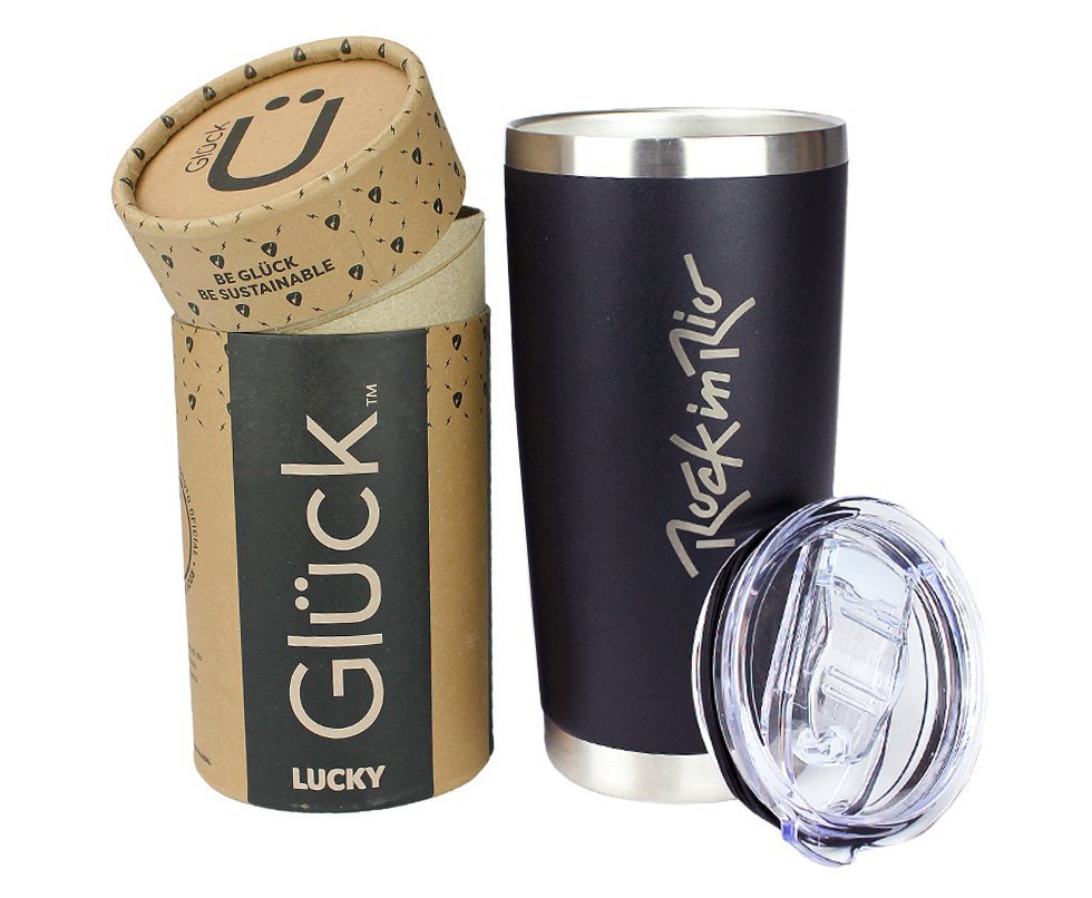 Copo Térmico Lucky Oficial Rock In Rio 591ml Inox Black - Gluck