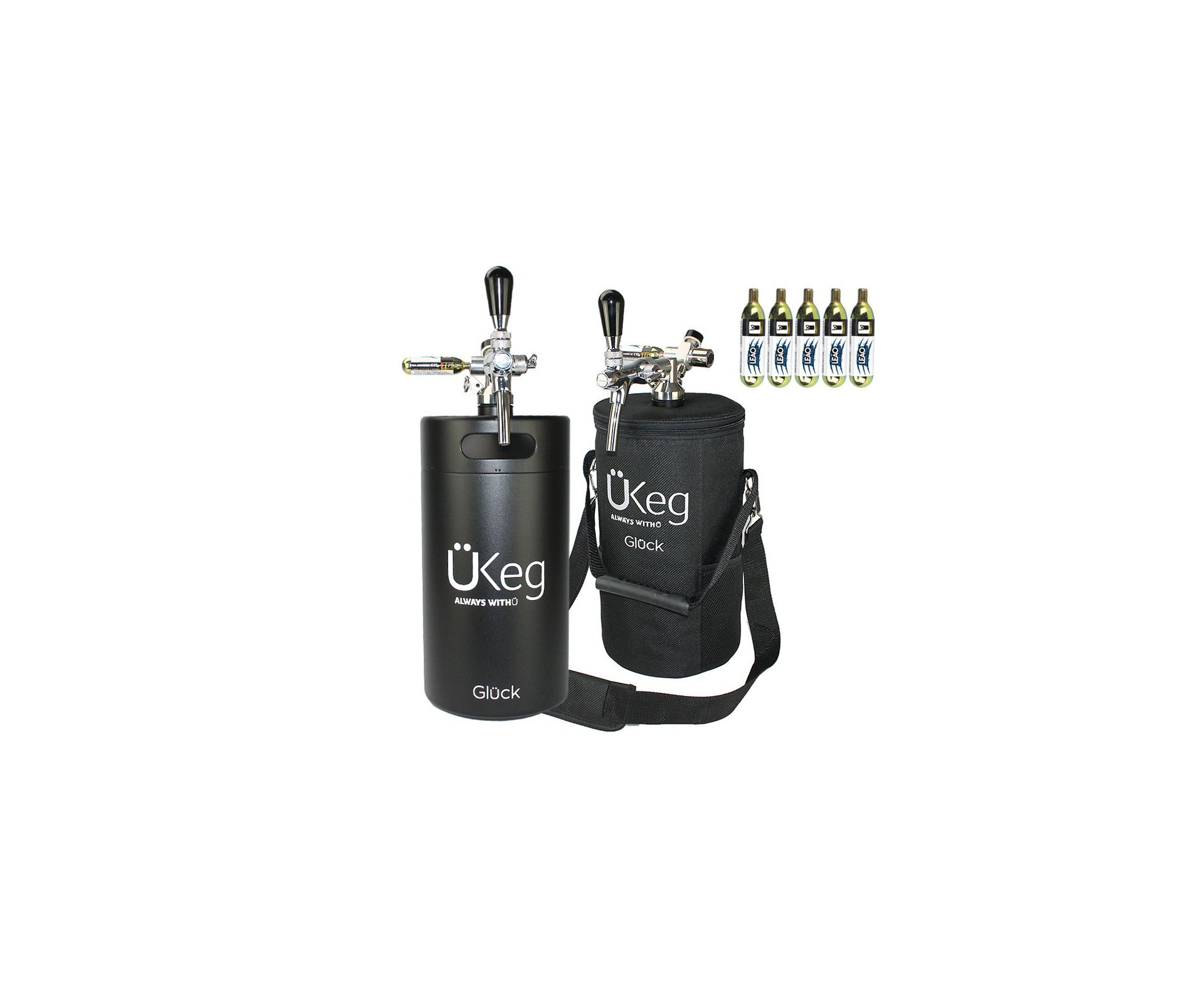 Kit Chopeira Glück Ükeg Black 5L 169oz Inox + Capa + 5uni. Co2