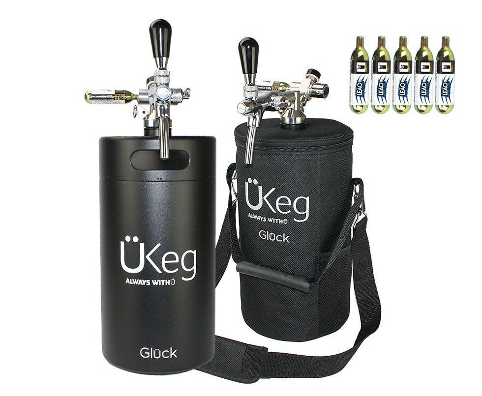 Kit Chopeira térmica Glück Ükeg Black 5L 169oz Inox + Capa + 5un Co2 16g