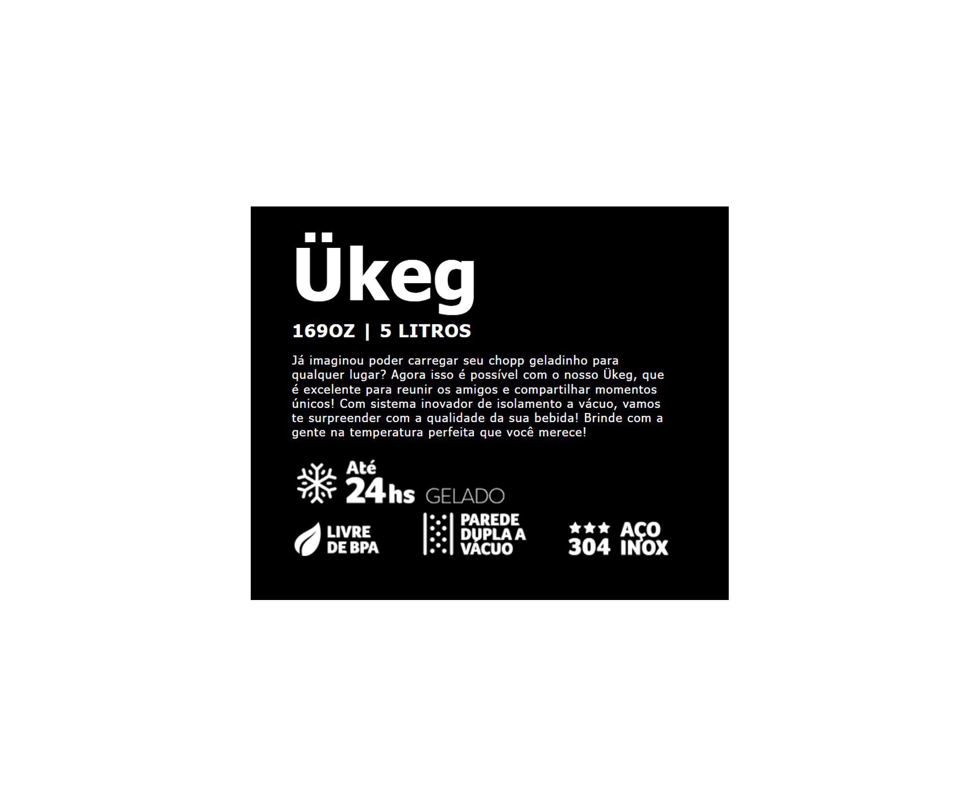 Kit Chopeira Glück Ükeg Silver Steel 5L 169oz Inox + Capa + 5uni. Co2