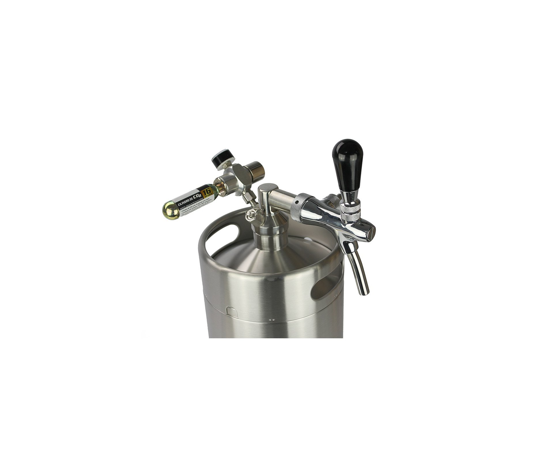 Kit Chopeira Glück Ükeg Silver Steel 5L 169oz Inox + Capa + 5uni. Co2