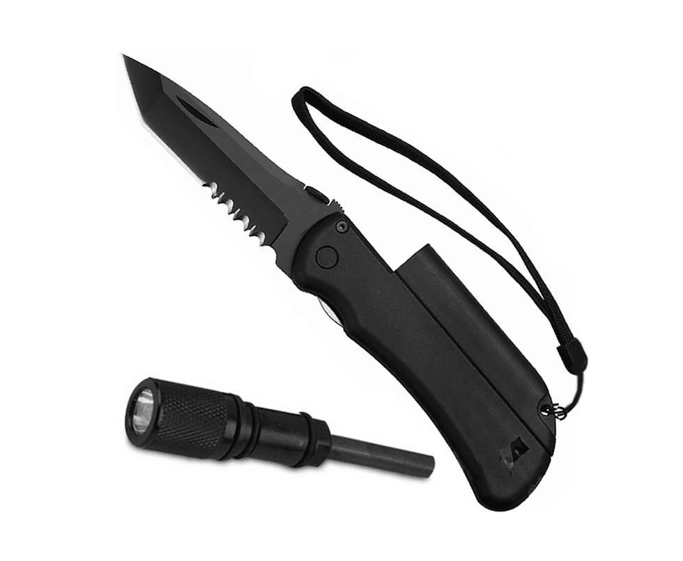 Canivete Sobrevivência com Lanterna, Pederneira e Apito - Echolife