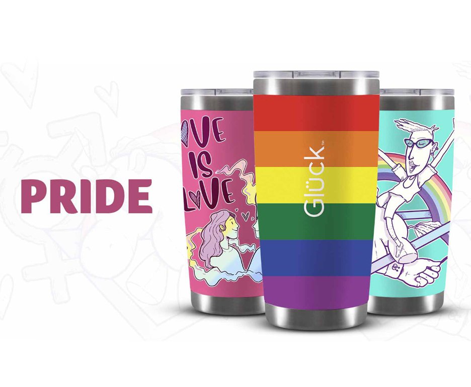 Copo Térmico Gluck Para Cerveja Lucky Future Pride Rainbow Off White