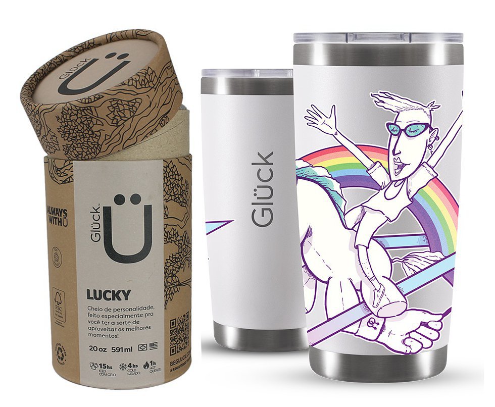 Copo Térmico Gluck Para Cerveja Lucky Future Pride Rainbow Off White