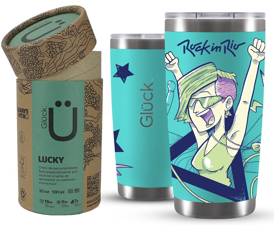 Copo Térmico Gluck Para Cerveja Lucky Future Rock In Rio Freedom 591m  Mint