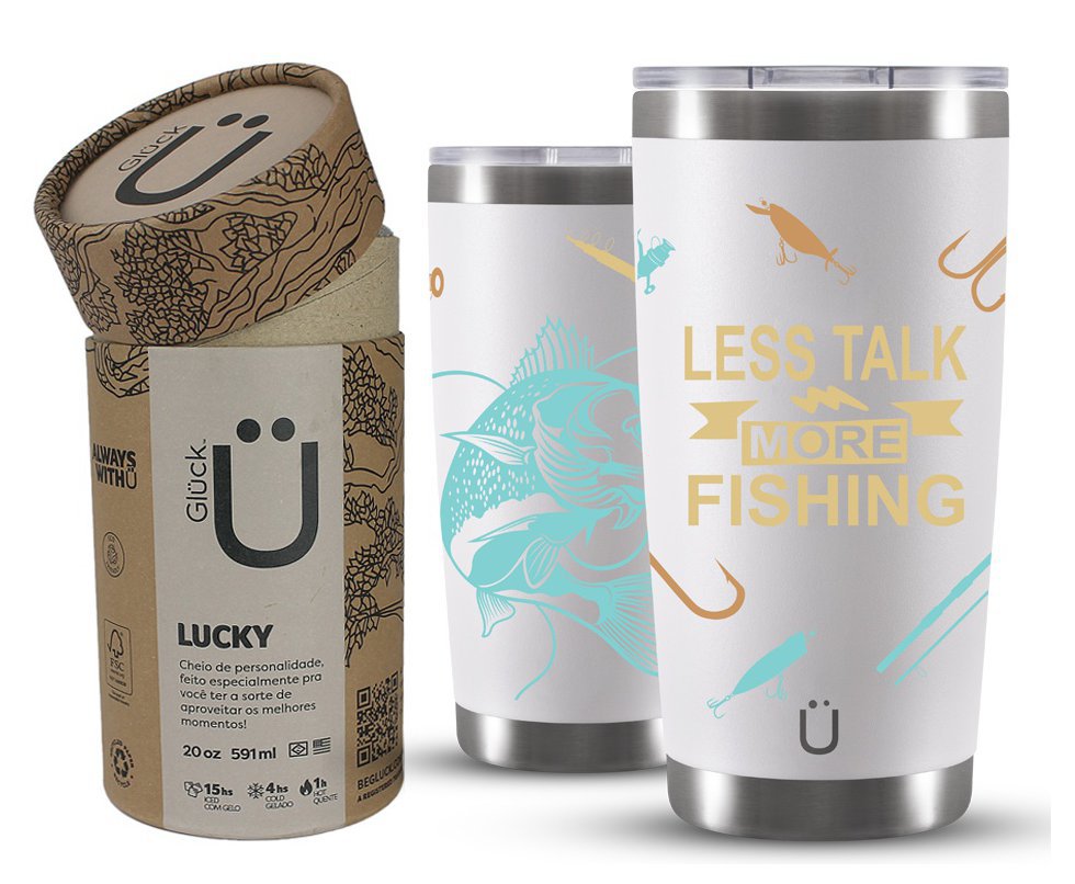 Copo Térmico Gluck Para Cerveja Lucky Future Rock In Rio Less Talk 591ml Off White