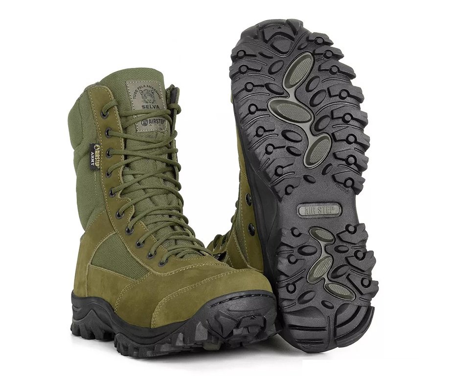 Bota Tática Airstep Lightness Confort 8627-99 Cordura/Couro Hidrofugado Jungle Gren