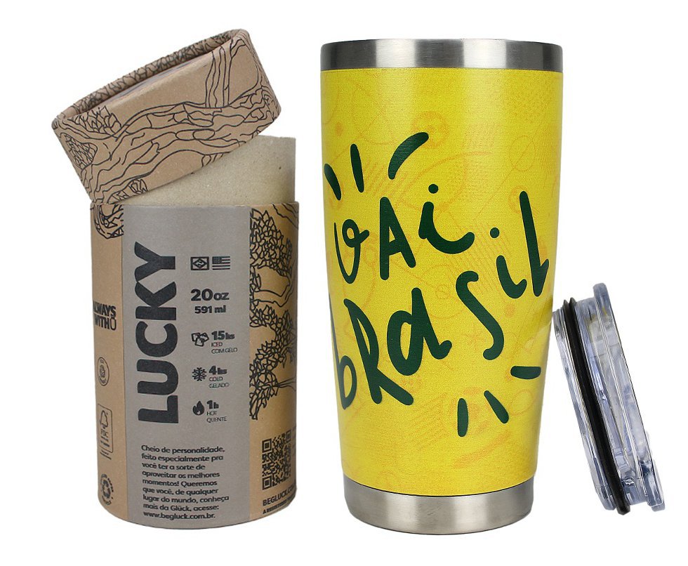 Copo Térmico Para Cerveja Gluck Lucky Future Vai Brasil 591ml Inox bra.03