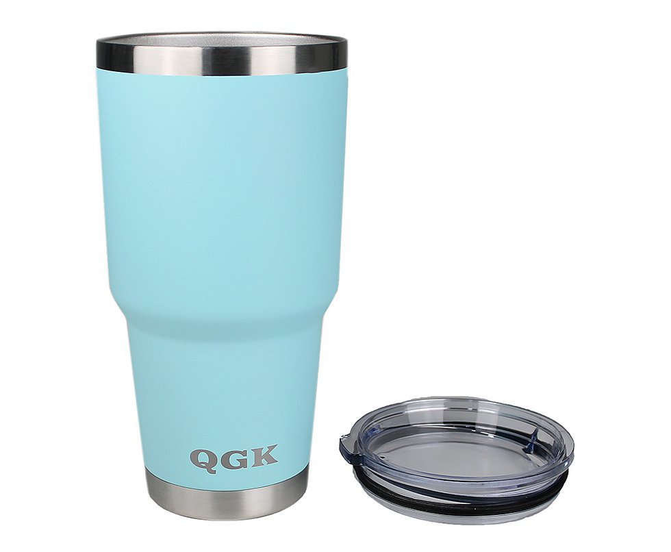 Copo Térmico QGK Tumbler Cerveja 12h Gelada 8h Quente Com Tampa 887ml - Azul Claro