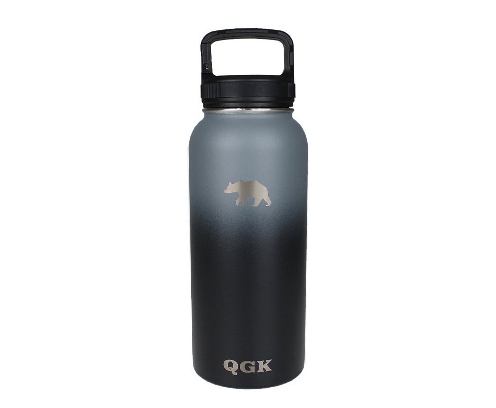 Garrafa Térmica Inox 946ml 32oz Com Tampa Preto e Cinza - QGK