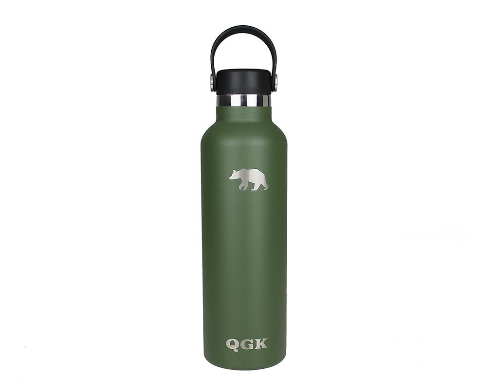 Garrafa Térmica PE Inox 709ml 24oz Verde Militar Com Tampa - QGK