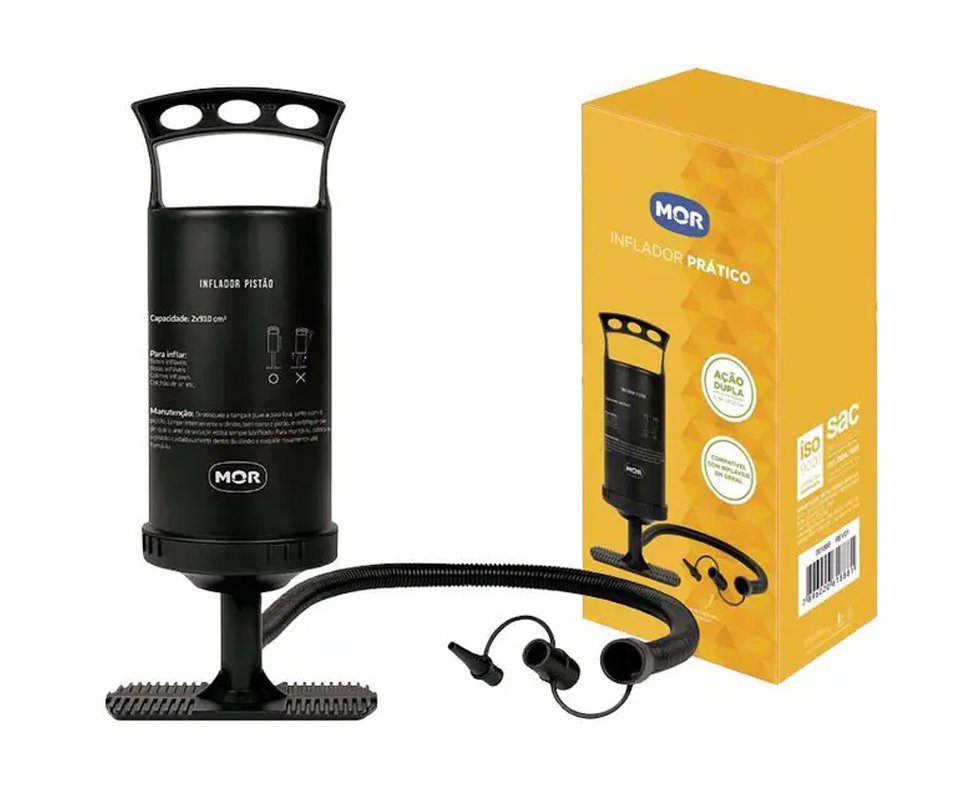 Bomba / Inflador Prático Colchão, Boias, Piscinas, Coletes Ação Dupla - MOR