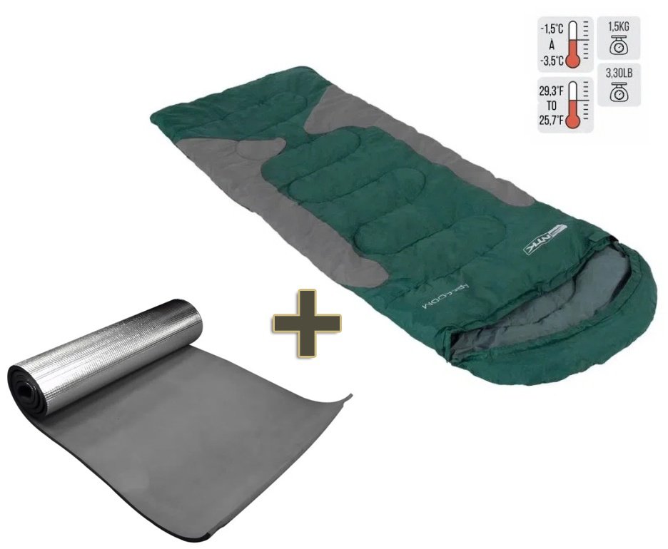 Saco De Dormir Freedom -1,5c A -3,5c Verde E Cinza + Isolante Térmico - Nautika