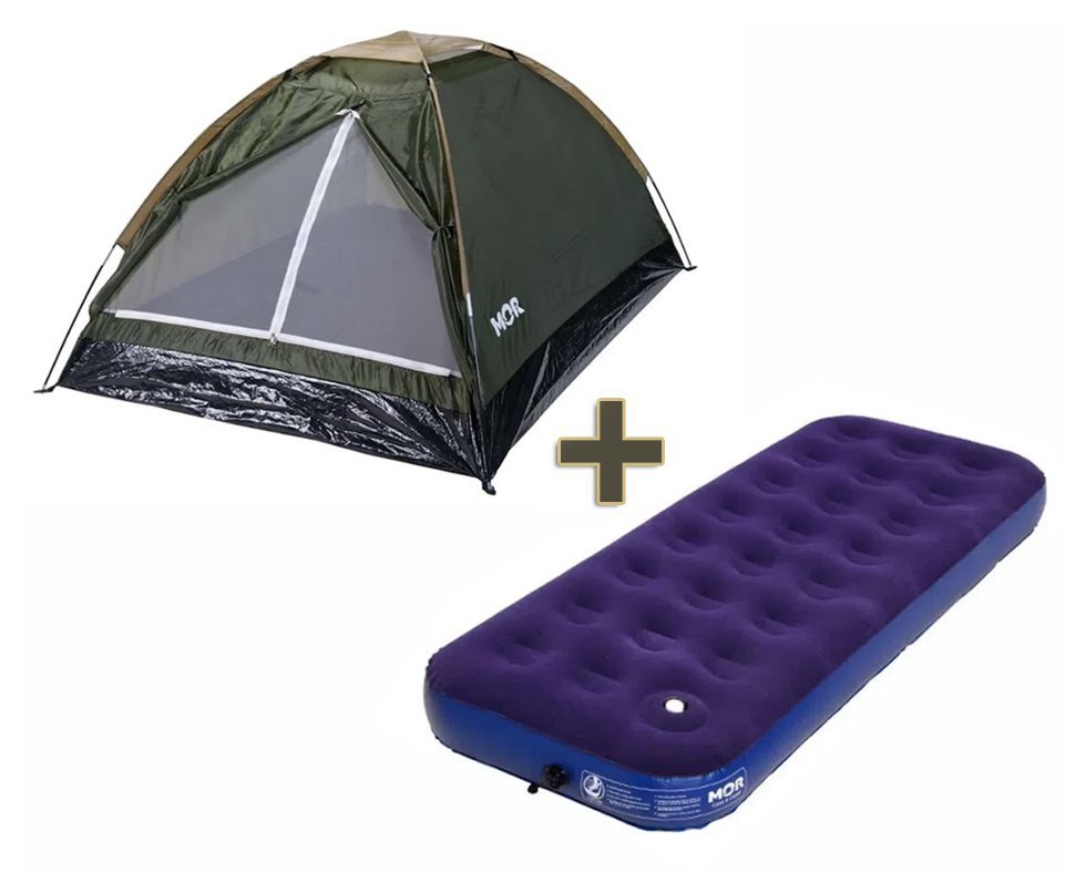 Barraca Camping Iglu 2 Pessoas Verde - Mor + Colchão Inflável