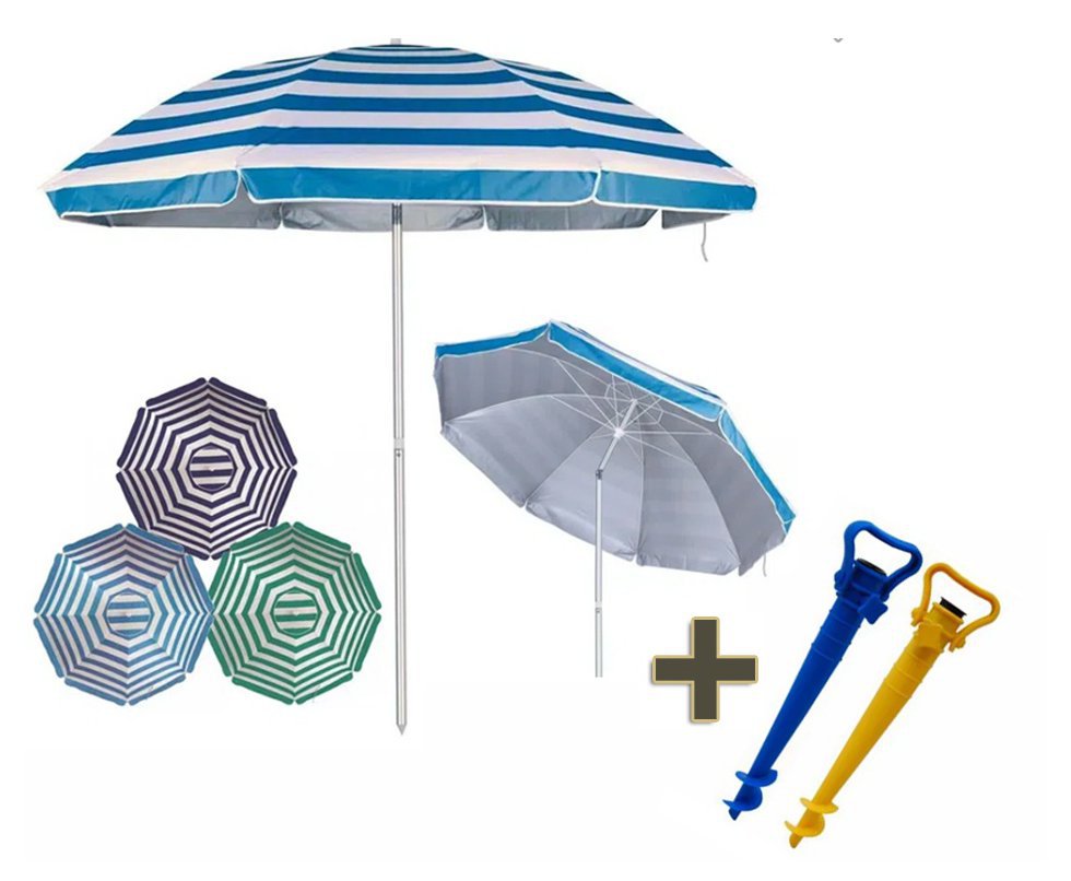 Guarda Sol Alumínio 2,60m Articulado com UV Cores Sortidas 003751 - Mor + Saca Areia